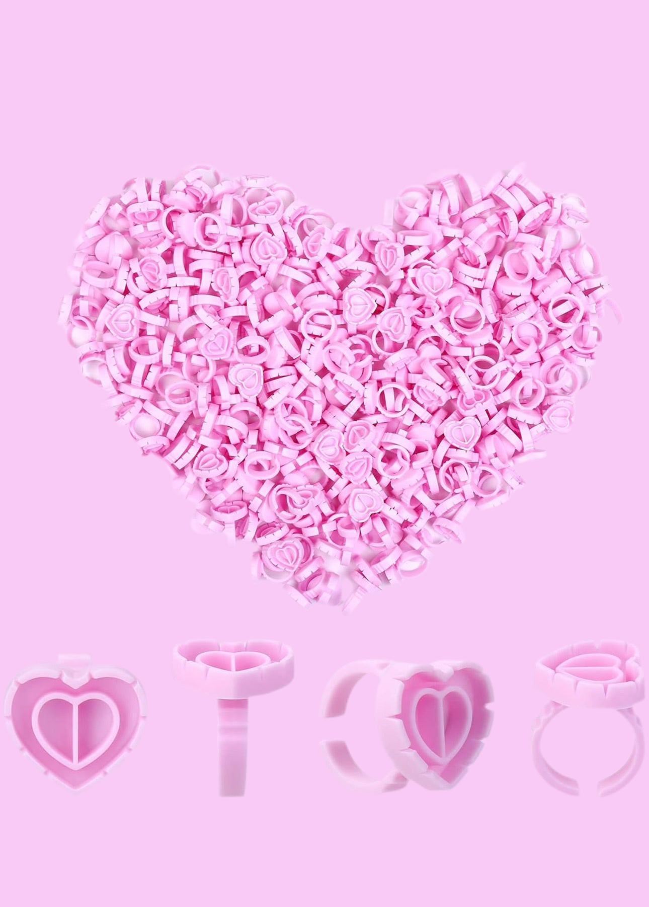 100pcs Heart Glue Rings